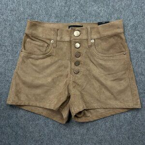 Express High Rise Faux Suede Shorts Women's Size 0 Button Front Tan NWT